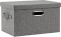 Medium 15" 21 Quart Collapsible Stackable Storage Bins with Lids, 1 Pack Gray Foldable Fabric