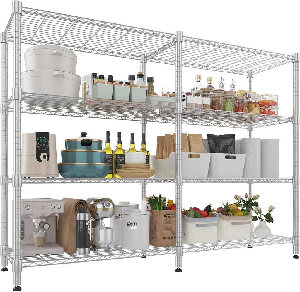 Himimi 4-Tier Adjustable Metal Shelving - 1600LBS Capacity, Heavy Duty Wire Organizer for Pantry