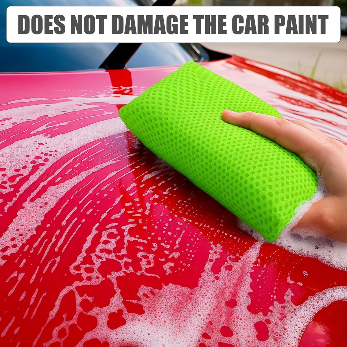 4 PCS Bug Scrubber Sponge Car, Bug Remover Wash Sponge，Car Cleaning Sponge for Bugs, Tar, Grime