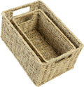 HOONEX Wicker Baskets for Storage, Seagrass Baskets with Dual Handles, Woven Baskets for Shelves