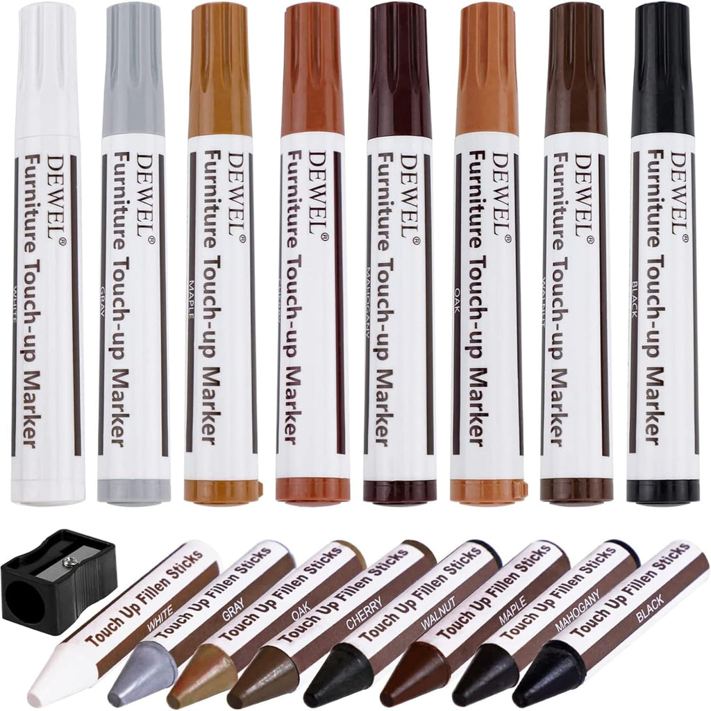 DEWEL Furniture Markers Touch Up, Upgrade Wooden Furniture Repair Kit, Premium Wood Scratch Repair