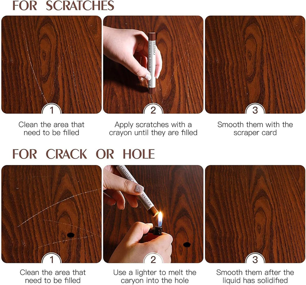 DEWEL Furniture Markers Touch Up, Upgrade Wooden Furniture Repair Kit, Premium Wood Scratch Repair