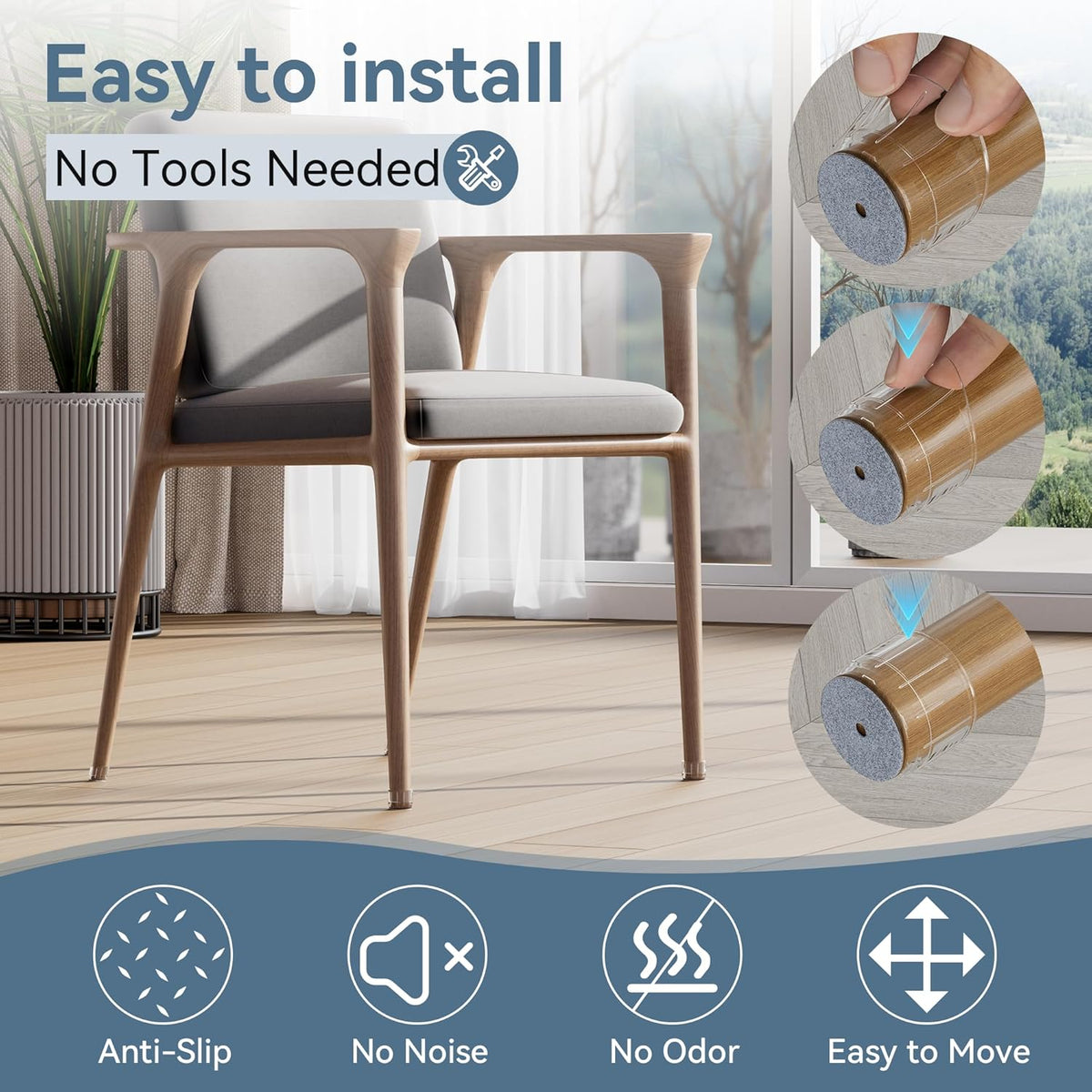 24PCS Silicone Chair Leg Floor Protectors for Hardwood Floors, Thicken Rubber Chair Leg Cap Covers