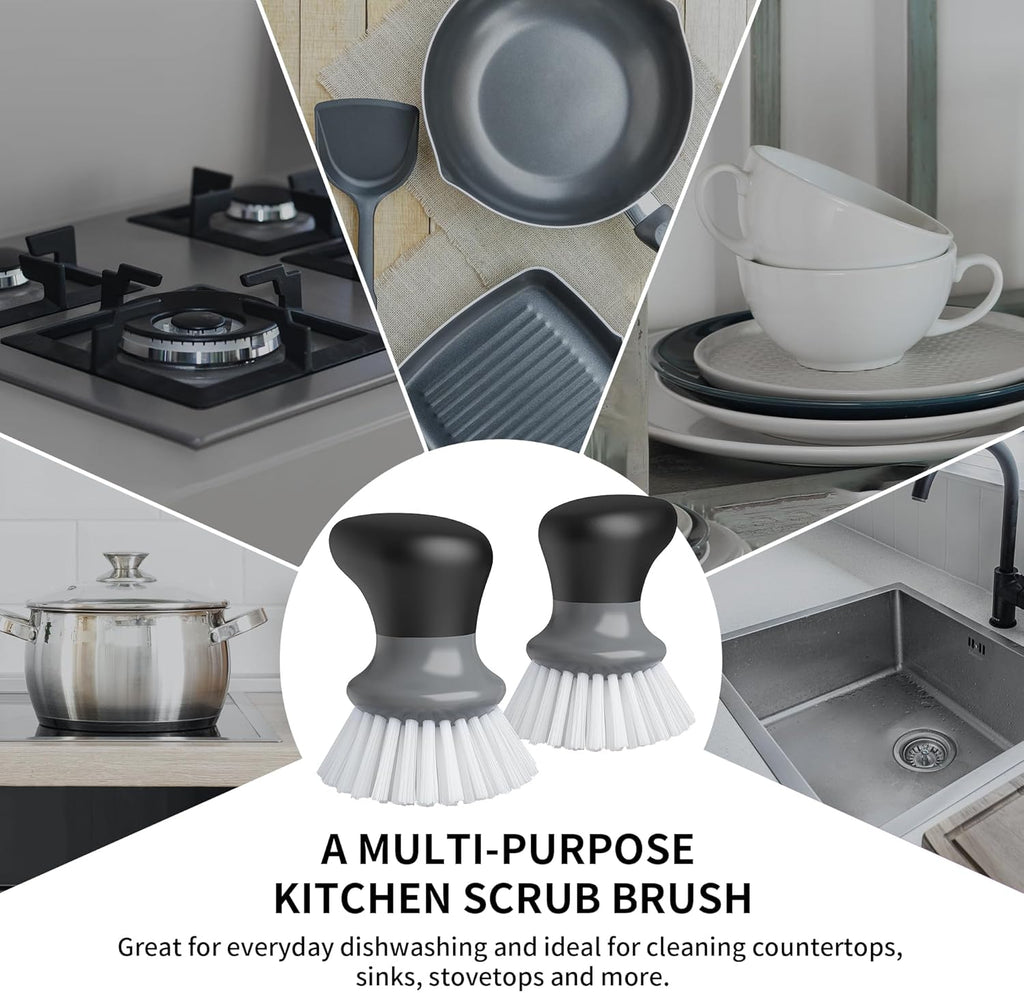 MR.SIGA Dish Scrub Brush, Palm Brush Dish Scrubber with Ergonomic Grip, Kitchen Brushes for Dishes
