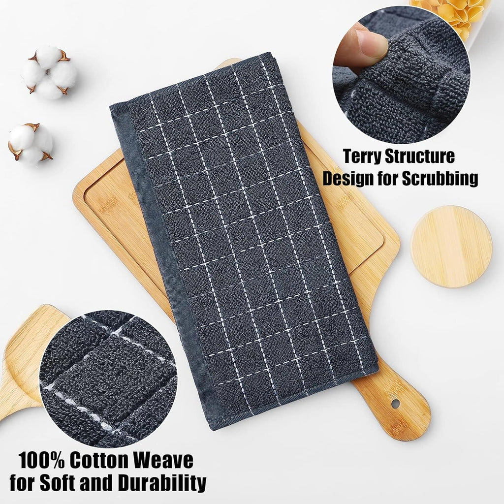Homaxy 100% Cotton Terry Kitchen Dish Cloths, Ultra Soft and Absorbent Dish Towels for Kitchen