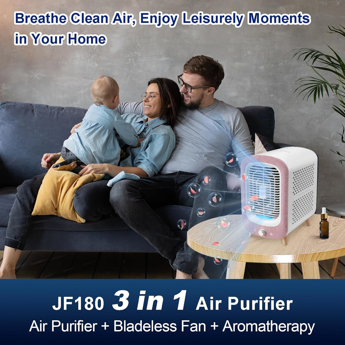 Jafanda Air Purifier for Home Bedroom 780sq ft, HEPA & Activated Carbon, Air Cleaner with Fragrance