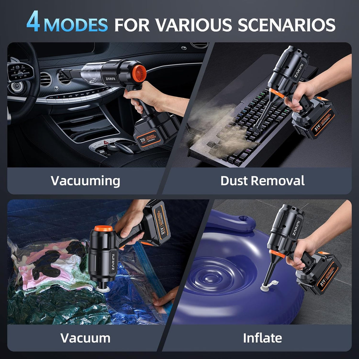 Car Vacuum Portable Cordless, 40000Pa High Power Dust Buster, 6-in-1 Handheld Vacuum Cleaners for