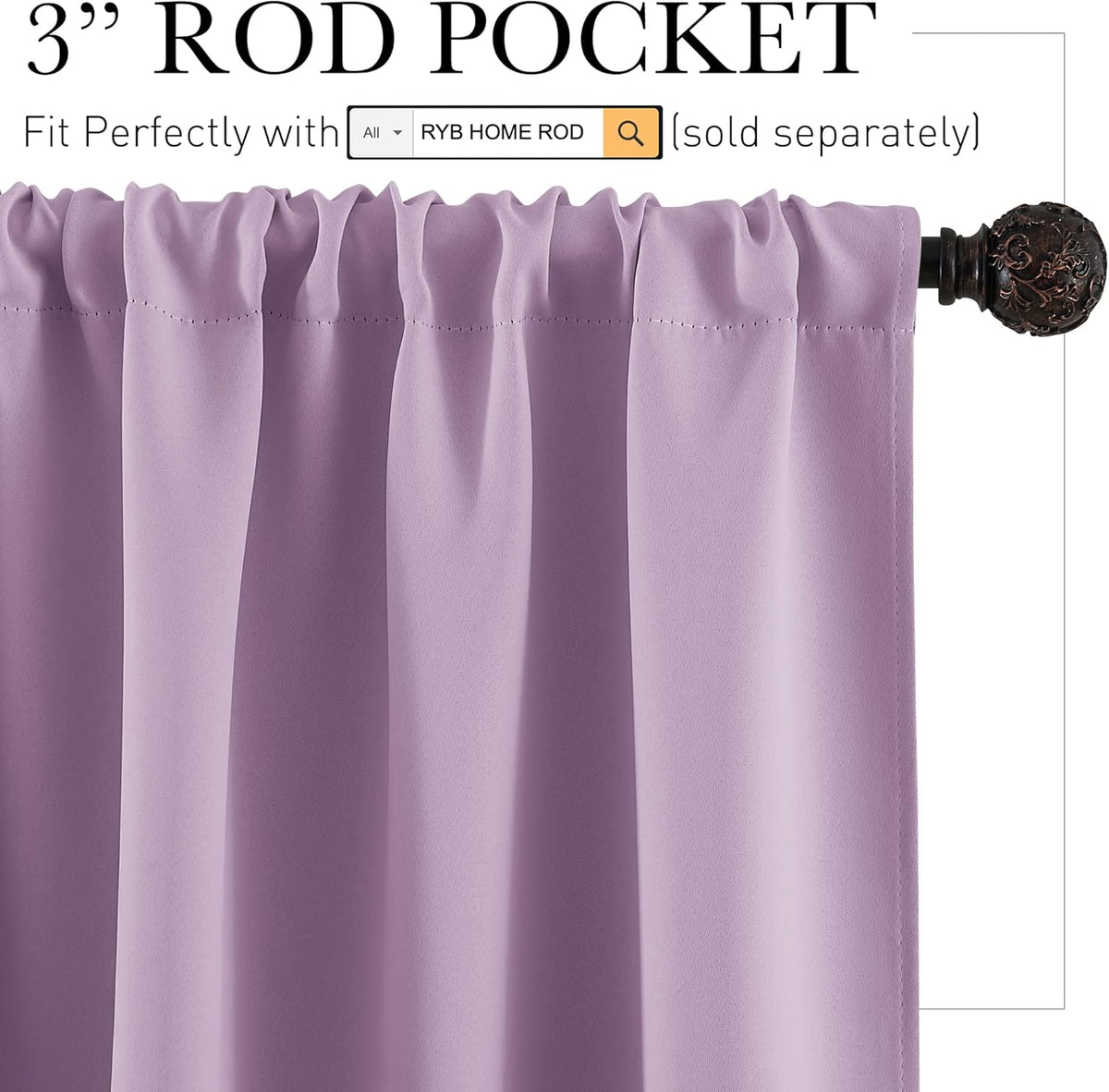 RYB HOME Small Kitchen Curtains, Room Darkening Drapes Energy Efficient Half Window Coverings Heavy