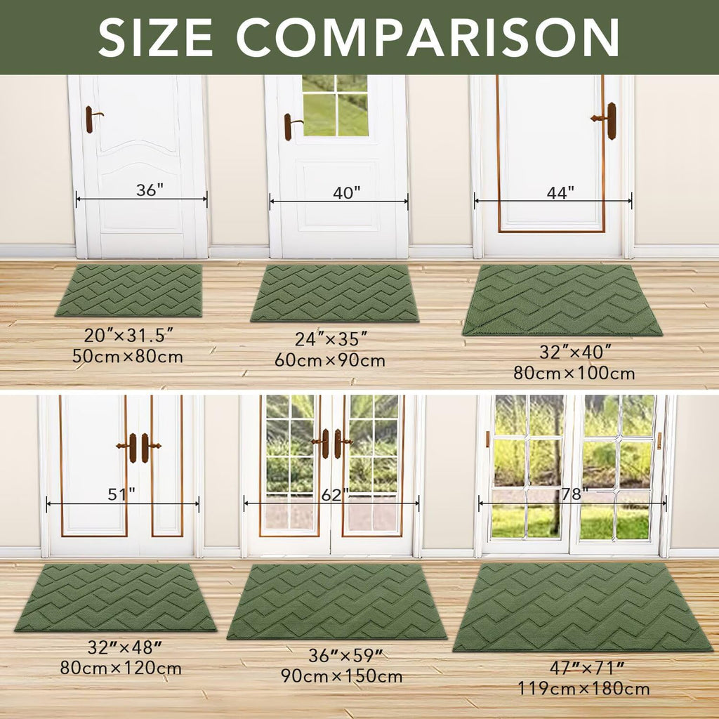 hicorfe Front Door Mat Outside Entrance,32"x40" Absorbent Muddy Dirt Resist Welcome Door Mats