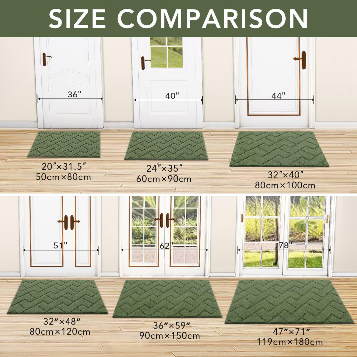 hicorfe Front Door Mat Outside Entrance,32"x40" Absorbent Muddy Dirt Resist Welcome Door Mats