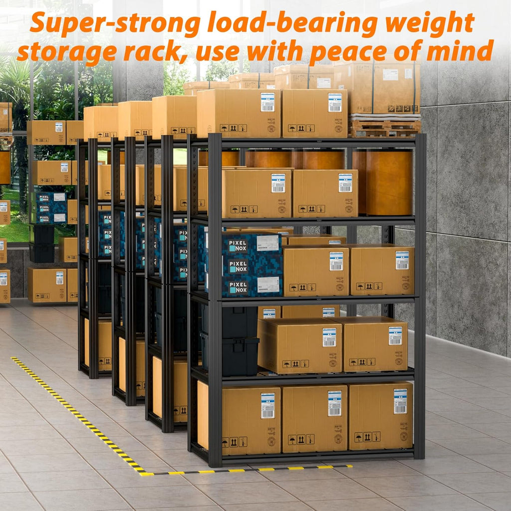 48" W Garage Shelving Heavy Duty,2800LBS Storage Shelves,5-Tier Adjustable Metal Shelving Utility