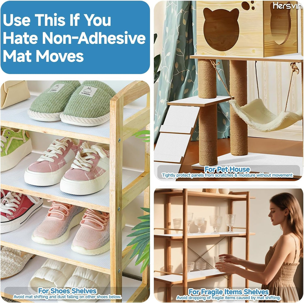 Shelf Liners 14 in x 20 ft Self-Adhesive EVA Drawer Mats, Cupboard Protector, Kitchen Cabinet