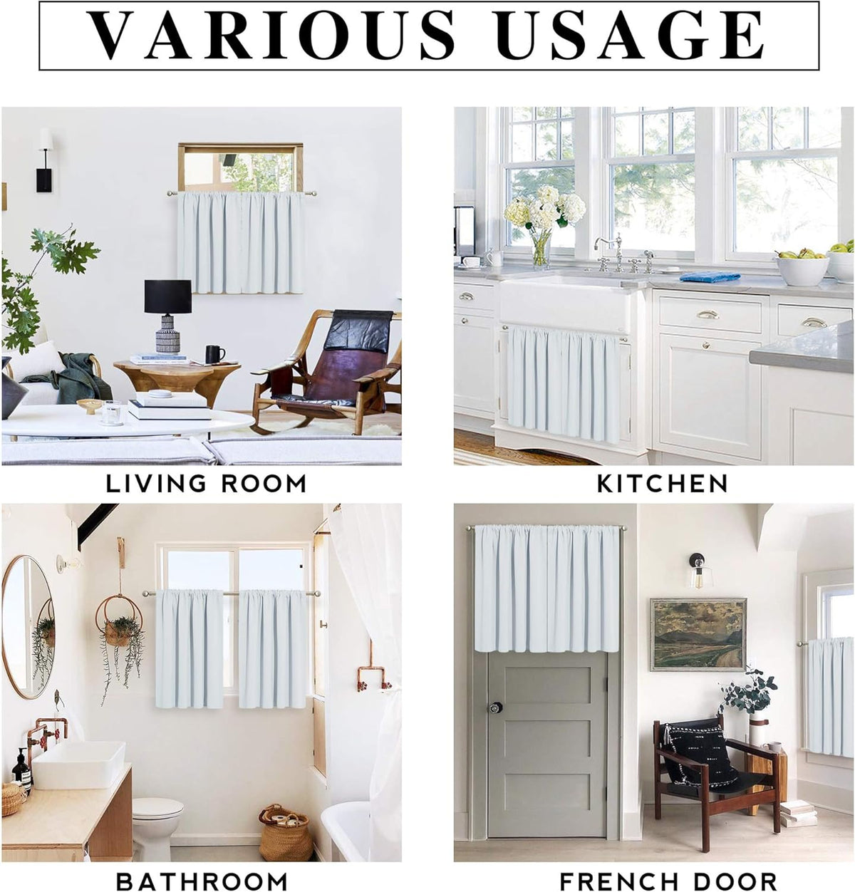 RYB HOME Blackout Curtains for Kitchen, Over Sink Privacy Curtains Window Decor, Thermal Insulating