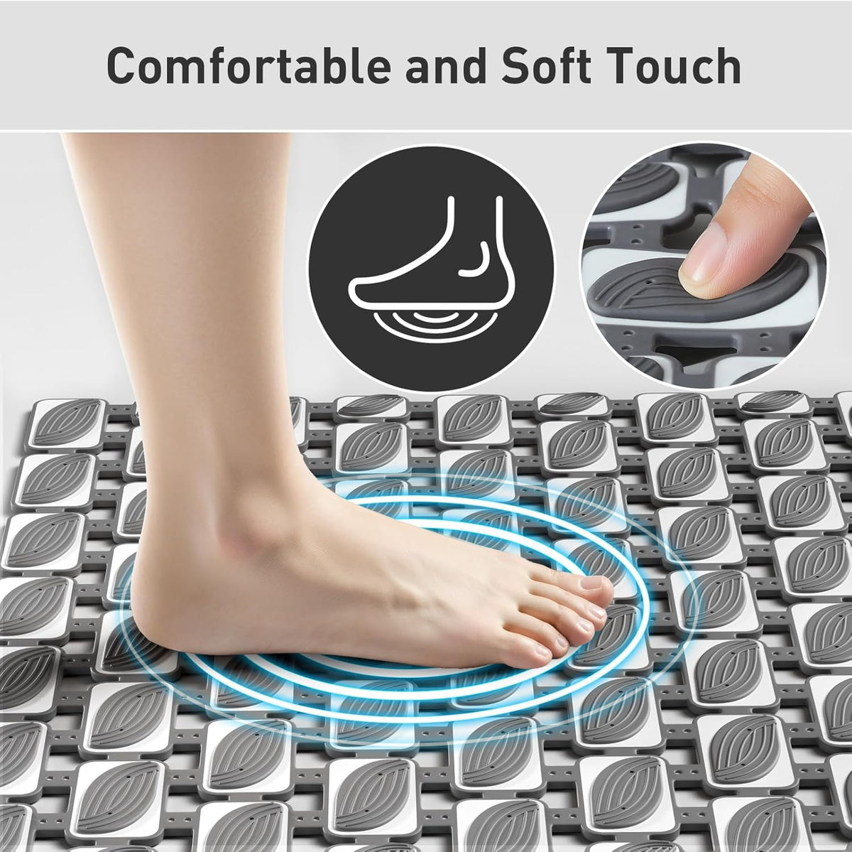 Bath Mat for Tub Non Slip Shower Mat for Elderly - 27 x 16 Inch Soft Durable Bathtub Mat Non Slip