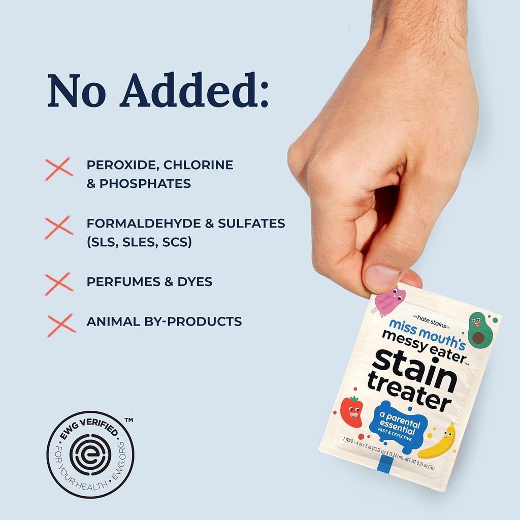 Miss Mouth's Messy Eater Stain Treater Wipes - 25 Pack Stain Remover - Newborn & Baby Essentials