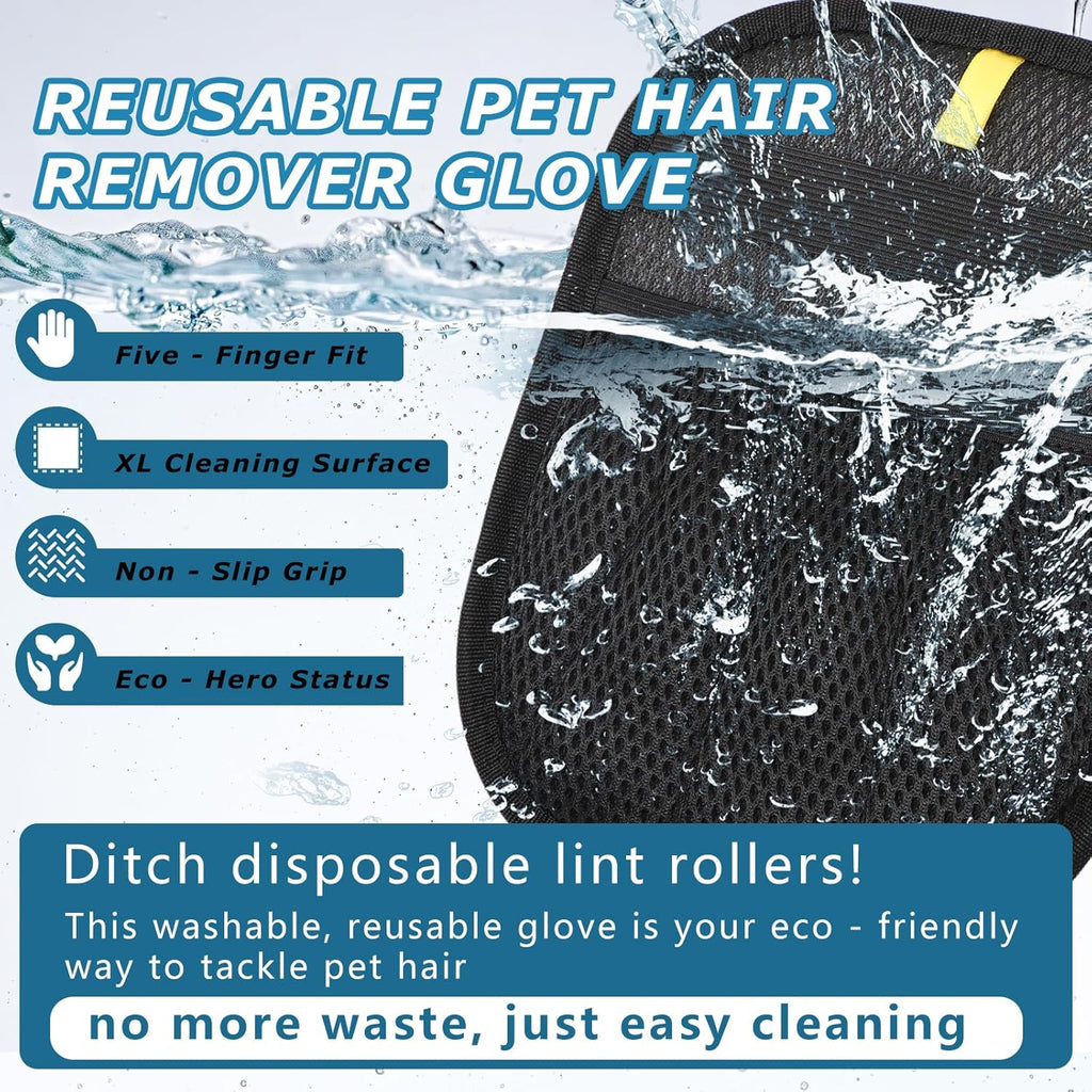 1-Pack Pet Hair Removal Glove for Dogs and Cats, Electrostatic Reusable Grooming Glove for