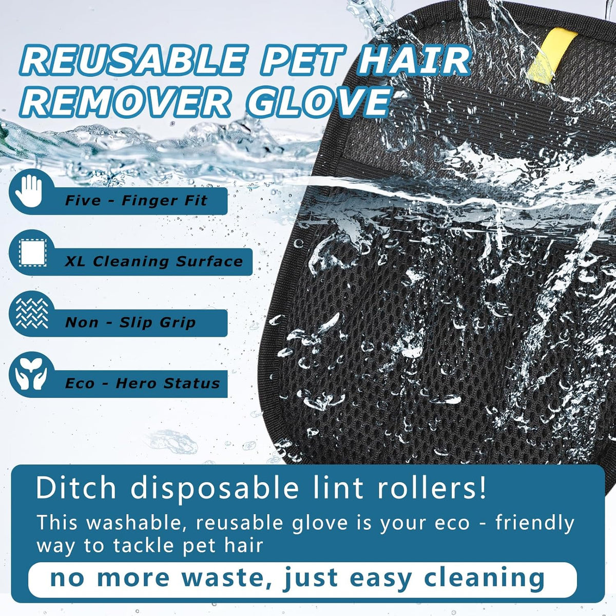 1-Pack Pet Hair Removal Glove for Dogs and Cats, Electrostatic Reusable Grooming Glove for