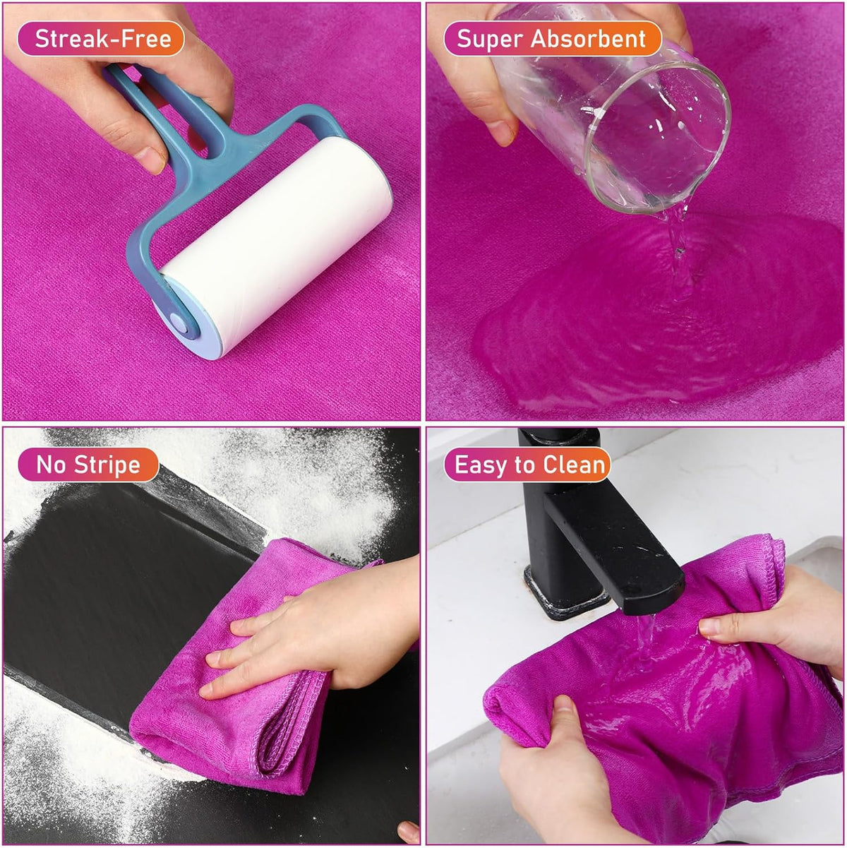 Newwiee 3 Pcs Extra Large Microfiber Cleaning Cloth 30" x 20" Washable Reusable Microfiber Towel