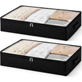 Fixwal Black Underbed Storage Bags with Clear Window and 2 Reinforced Handles Under Bed Storage