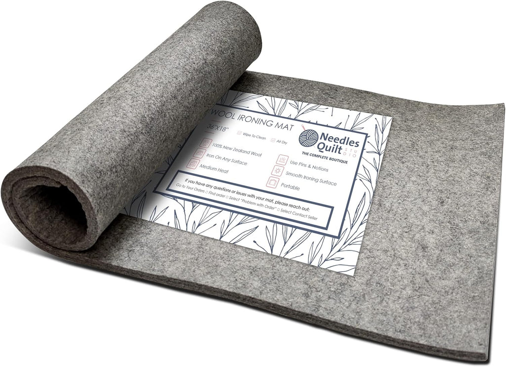 36" x 18" Wool Pressing Mat for Quilting | 100% Natural New Zealand Wool Ironing Mat for Quilters |