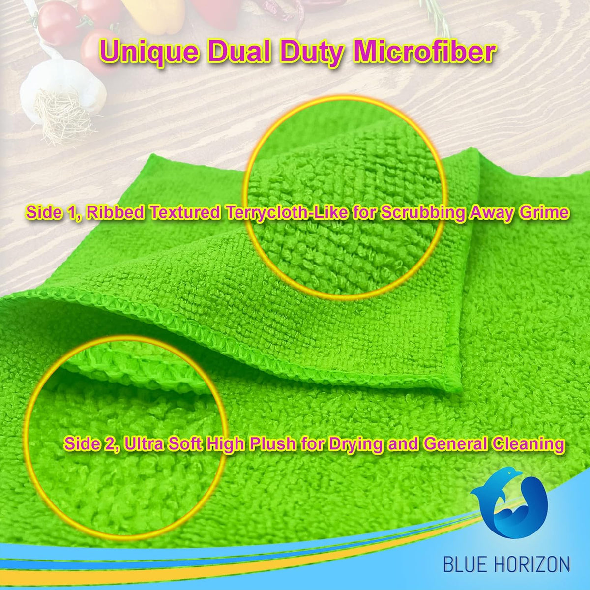 Blue Horizon Large Microfiber Cleaning Towels, 36-Pack Wash Cloths, Ultra Soft Plush Microfiber