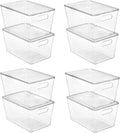 Vtopmart 8 Pack Clear Stackable Storage Bins with Lids, Large Plastic Containers with Handle for