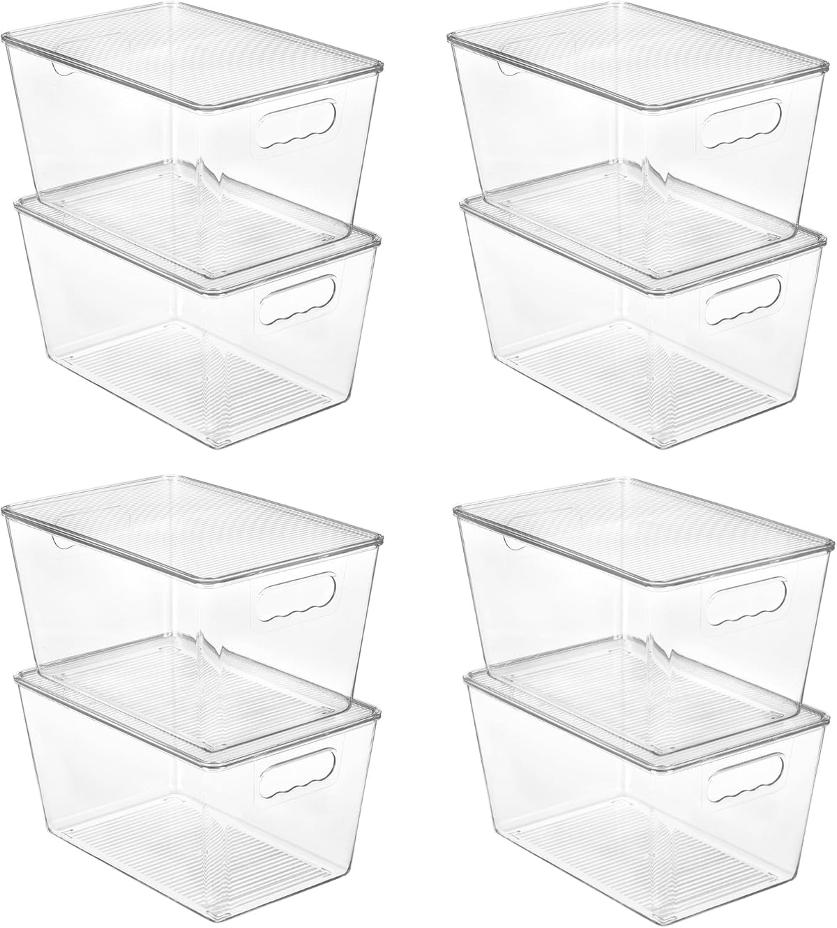 Vtopmart 8 Pack Clear Stackable Storage Bins with Lids, Large Plastic Containers with Handle for