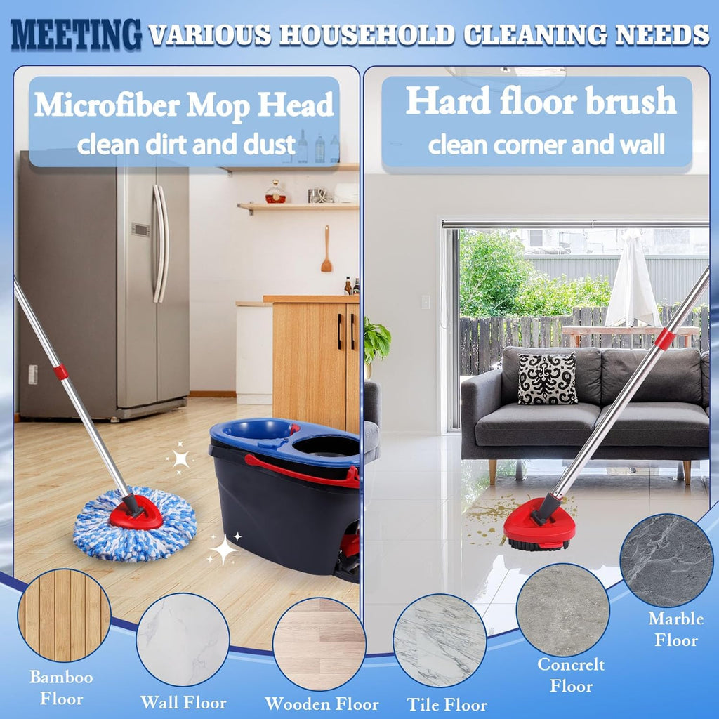 4 Pack Spin Mop Replacements Heads Compatible for Oceda RinseClean 2-Tank System,Microfiber Spin