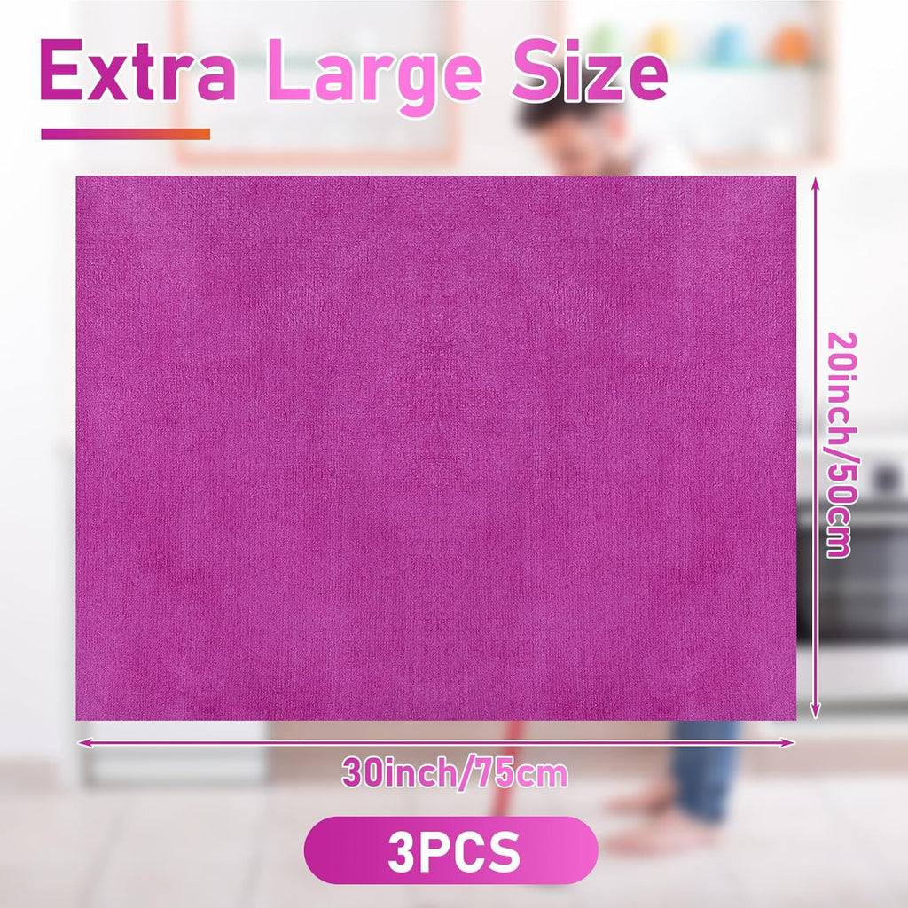 Newwiee 3 Pcs Extra Large Microfiber Cleaning Cloth 30" x 20" Washable Reusable Microfiber Towel