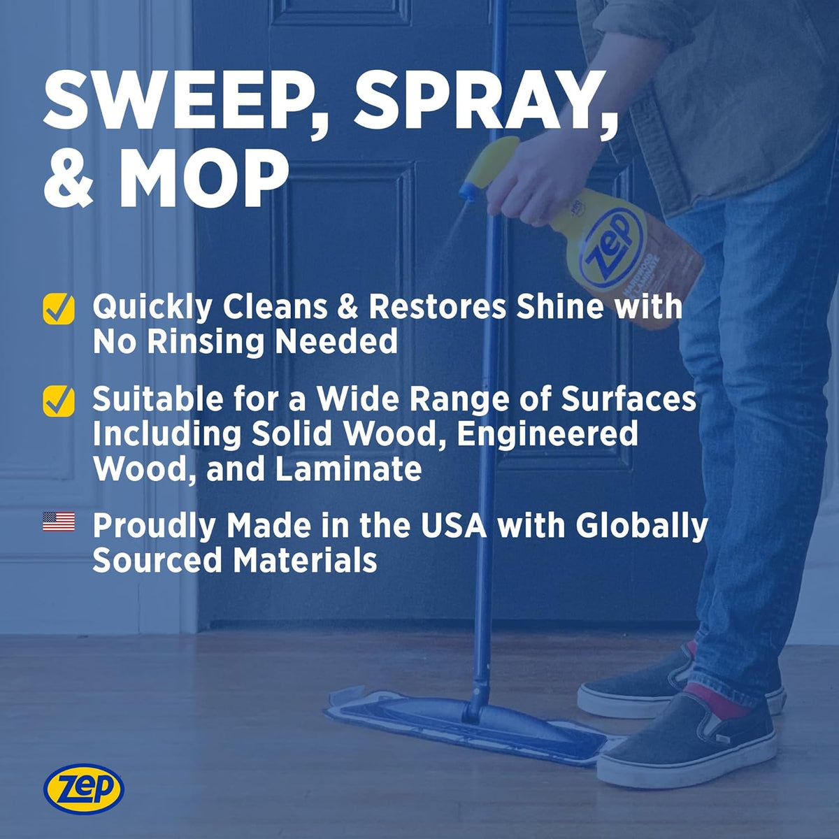 Zep Hardwood and Laminate Floor Cleaner - 32 Oz (Case of 4) - ZUHLF324 - Cleans Spots, Stains, and