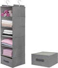 Large Hanging Sweater Organizer for Closet,Collapsible 6-Shelf Hanging Closet Shelves with Drawers
