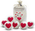 Friendsheep Wool Dryer Balls Red Heart 6 Pack XL Organic Premium Reusable Cruelty Free Handmade