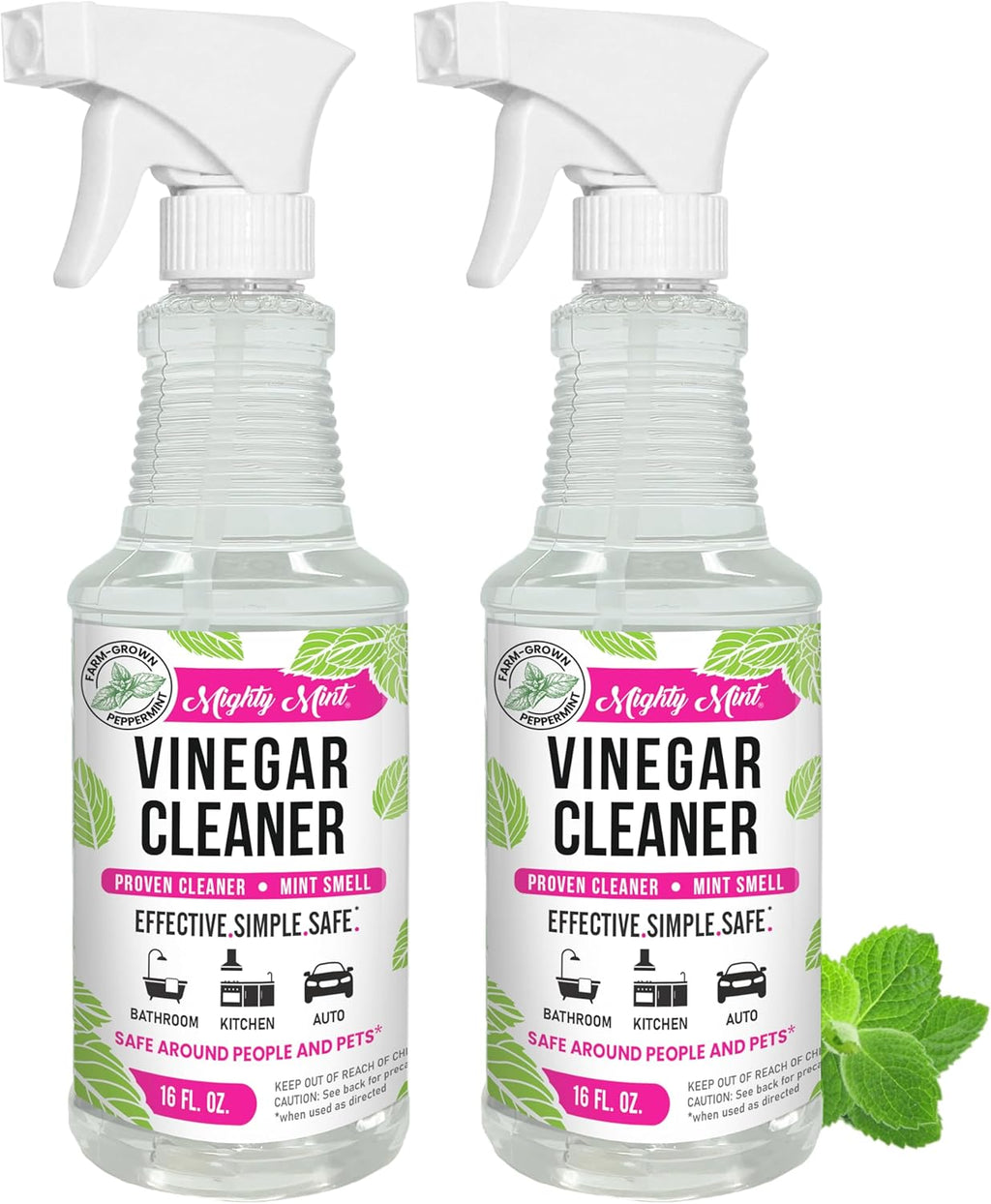 Mighty Mint Vinegar Cleaner, All-Purpose Spray, Natural Spearmint Scent, 16oz - 2 Pack