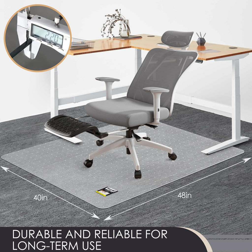 Kuyal Office Chair Mat for Carpet, 40x48 Clear Heavy Duty Computer Chair Mat, Under Desk Protector