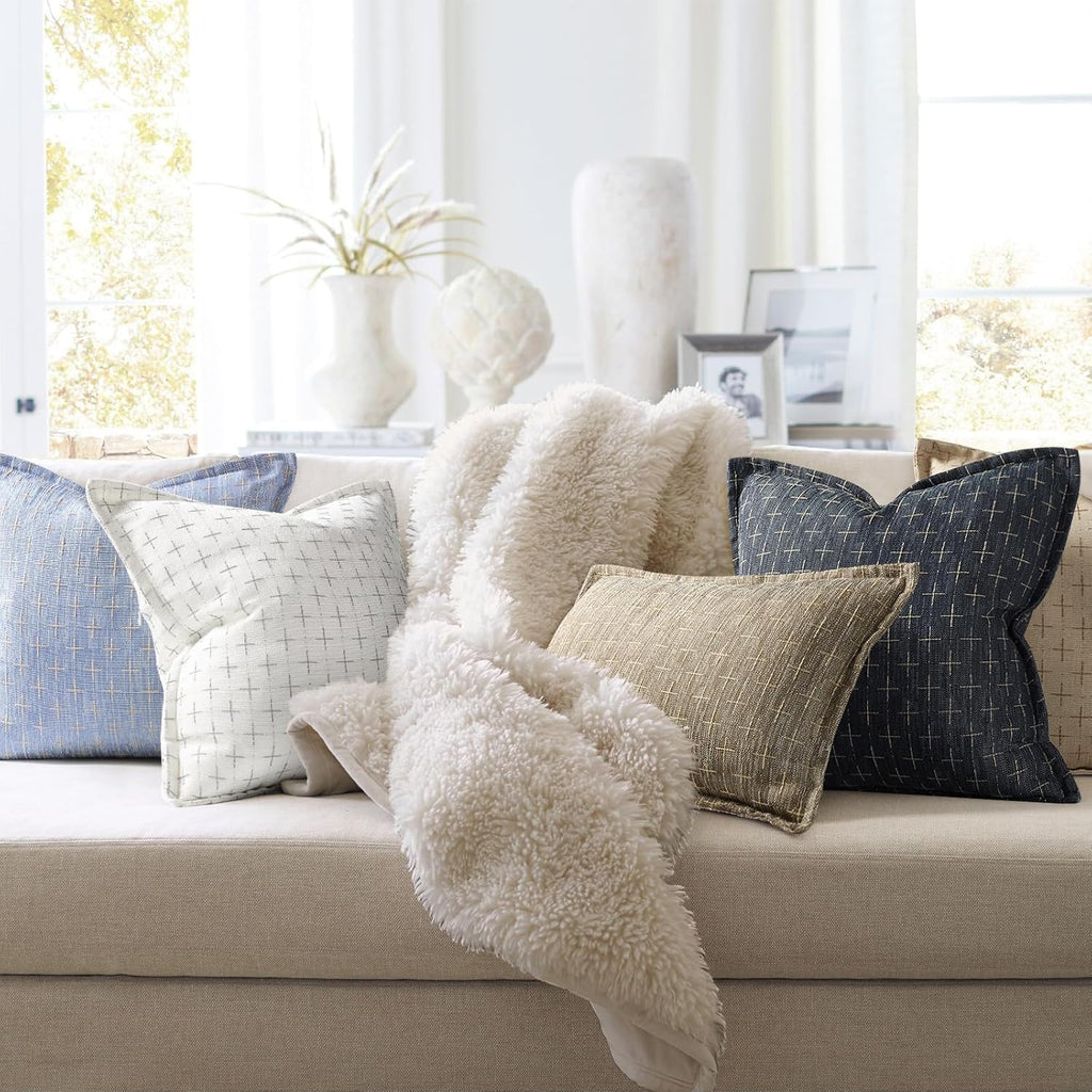 ZWJD Pillow Covers 26x26 Set of 2 Soft Polyester Textured Pillow Covers with Stylish Flange Edge