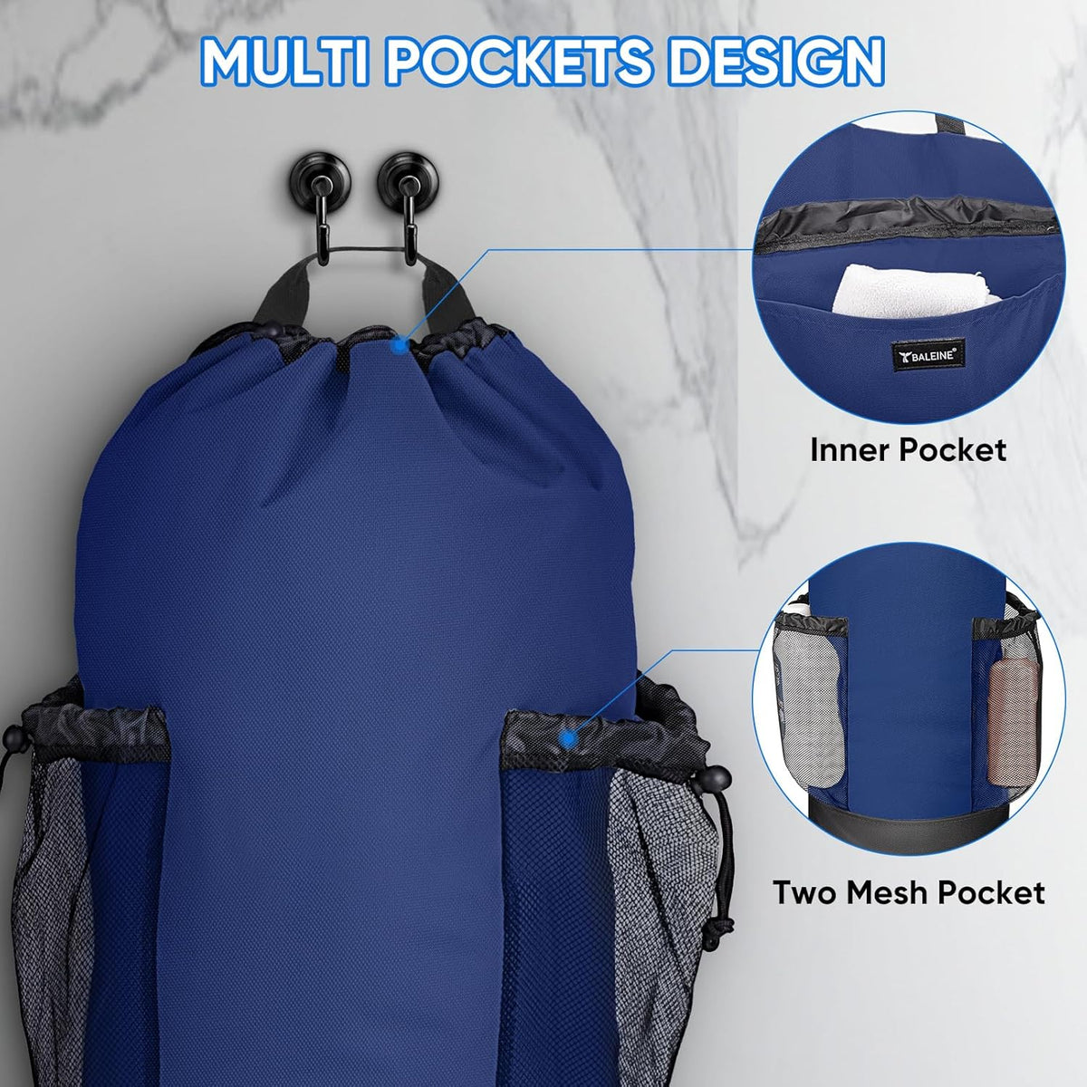 BALEINE 150L Laundry Bag Backpack, 900D Oxford Fabric Large Travel Laundry Bags with Shoulder