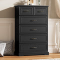 6 Drawer Dresser for Bedroom, 49" Tall Wooden Chest of Drawers, Rustic Farmhouse Dresser with Large