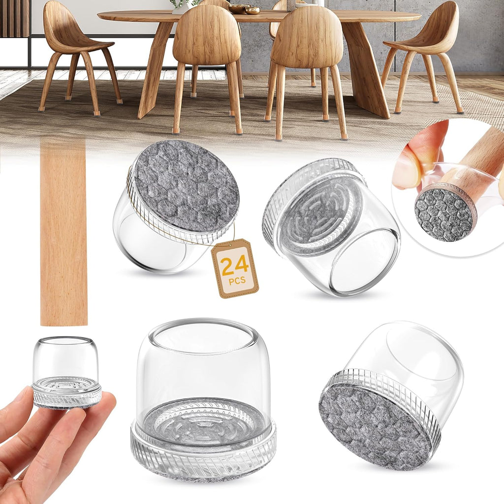 24PCS Extra Small Chair Leg Floor Protectors, Furniture Sliders, Chair Leg Protectors for Hardwood