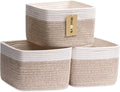 Small Organizing Baskets for Cubes Shelf, 9.7x9.7x7.1 Inch Rope Woven Storage Bins for Nursery