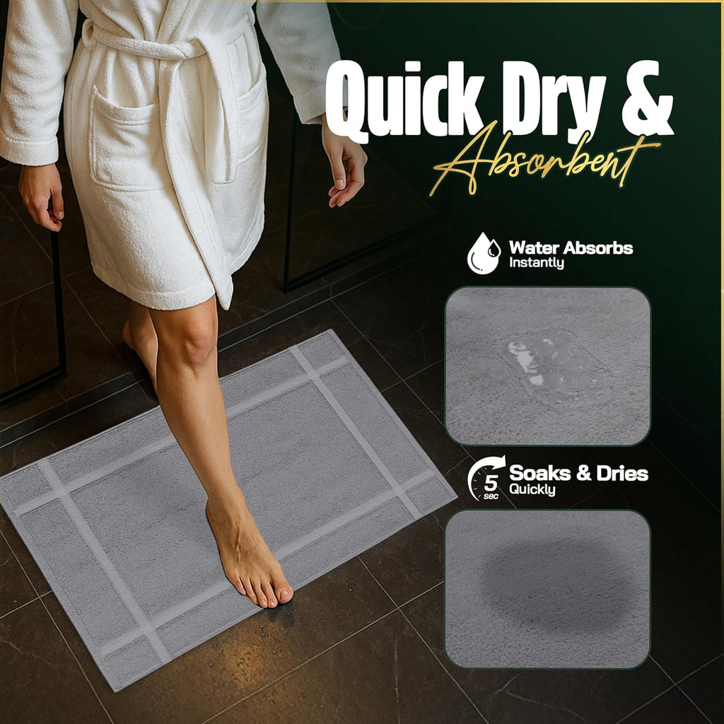 Pearl Linens Pack of 6 100% Cotton Bath Mat 20x30 inches, Soft & Absorbent Quick Dry Bathroom Mat