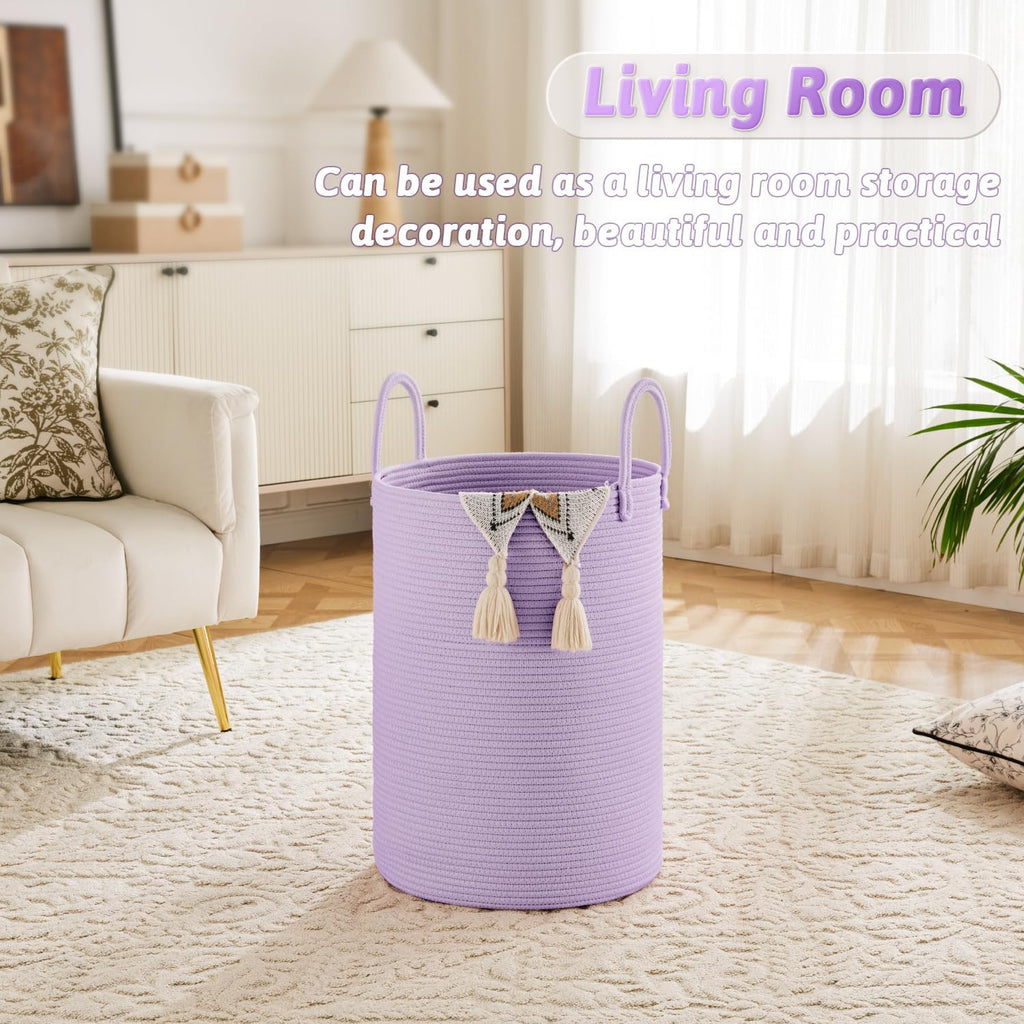 Laundry Basket,Woven Cotton Rope Laundry Hamper,60L for Decorative Storage of Dirty Clothes,Toys