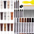 SEISSO Wood Furniture Repair Kit, 42 Pcs Wood Filler and Touch Up Markers with Wax Sticks, Vinyl