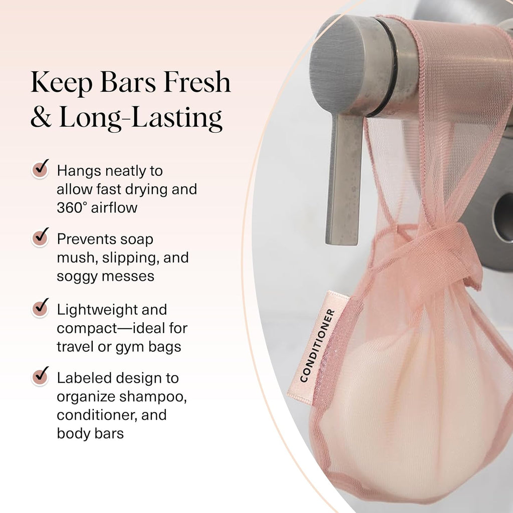 Kitsch Bar Soap Saver Bag – Patented Mesh Bag Soap Holder for Shampoo and Conditioner Bars