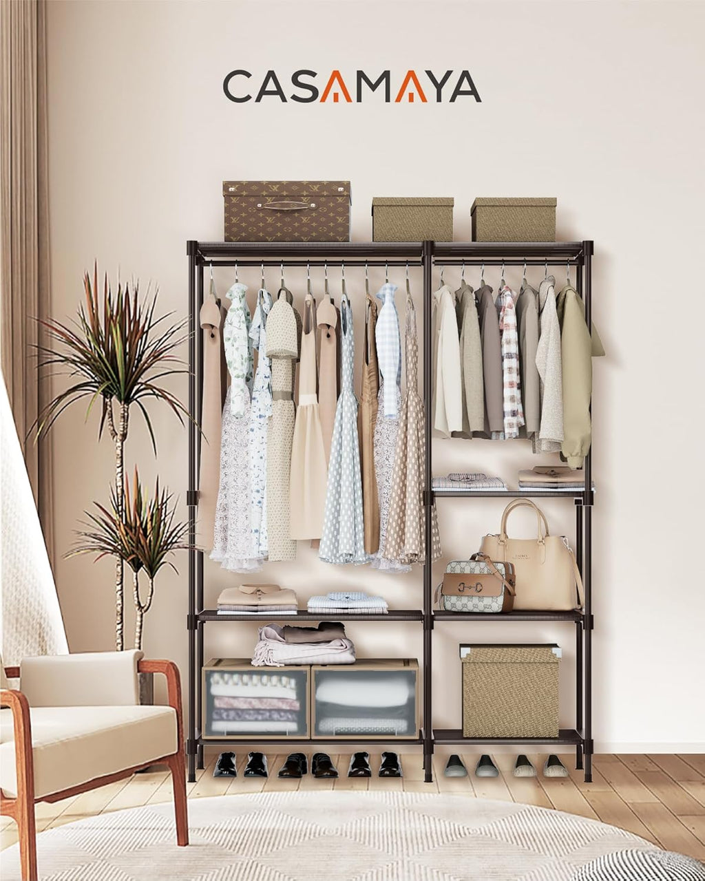 Clothes Rack, Portable Closet, 44.9 Inch Large Capacity Wardrobe Closet, Clothes Storage Organizer