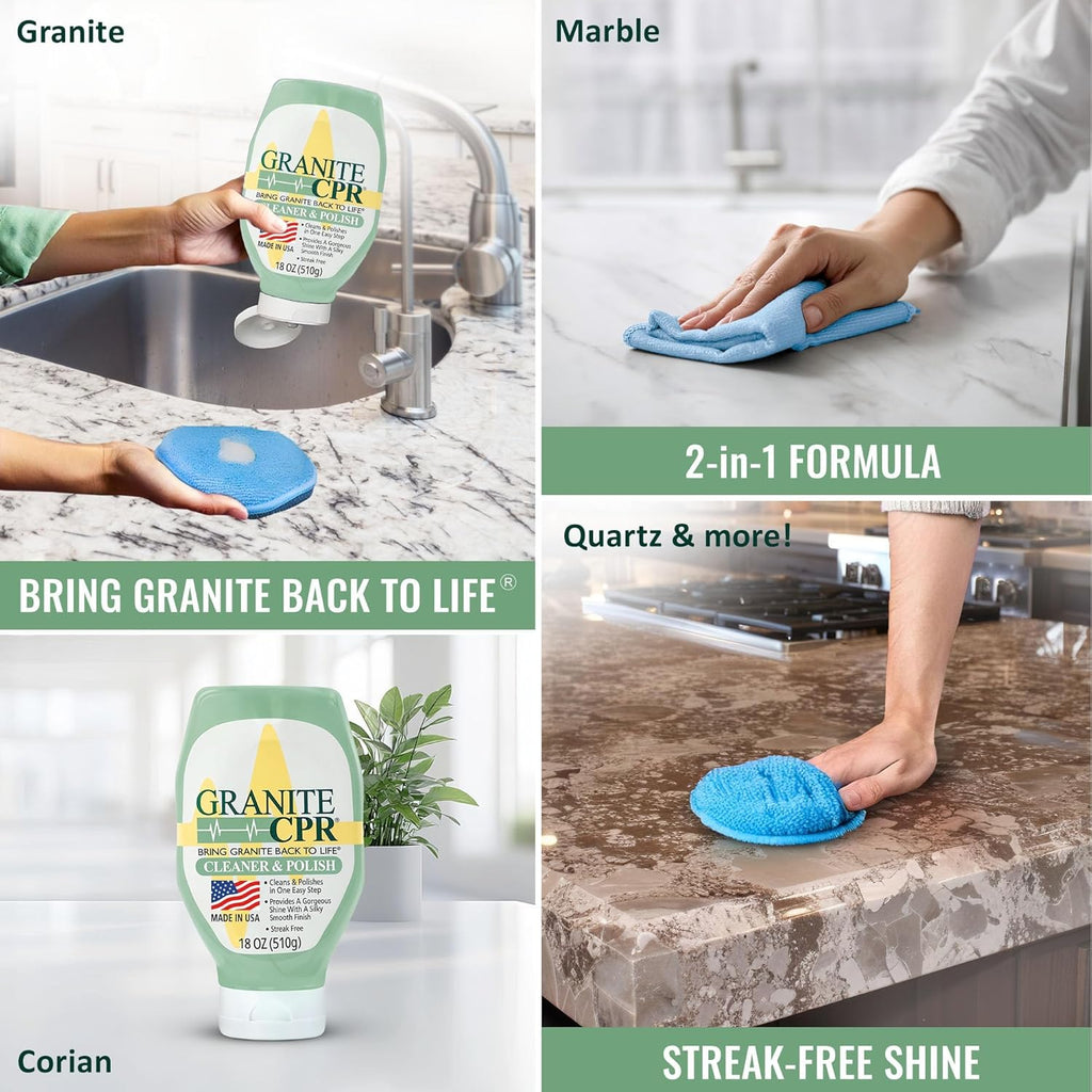CPR Granite Cleaner Can Be Used Daily On Granite, Marble, Quartz & Corian. Leaves A Gorgeous