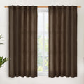 YoungsTex Brown Linen Curtains 48 Inches Long for Short Window, Light Filtering Drapes Privacy with