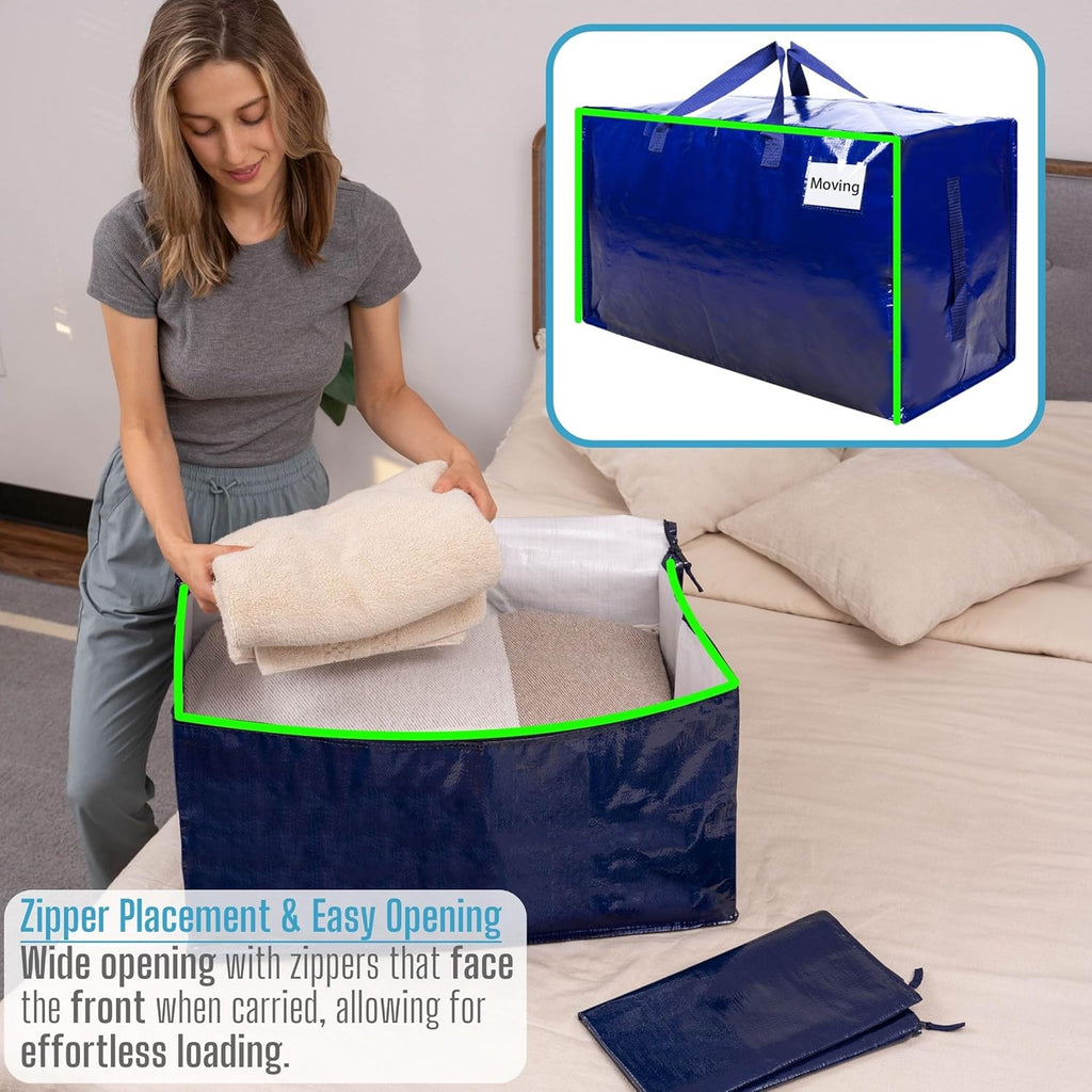 VENO 8 Pack Moving and Storage Bags, Heavy Duty, Alternative to Moving Boxes, Large Packing Totes
