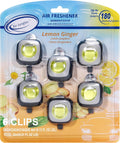 Air Jungles Lemon Ginger Scent Car Air Freshener Clip, 6 Vent Clips, 4ml Each, Long Lasting Air