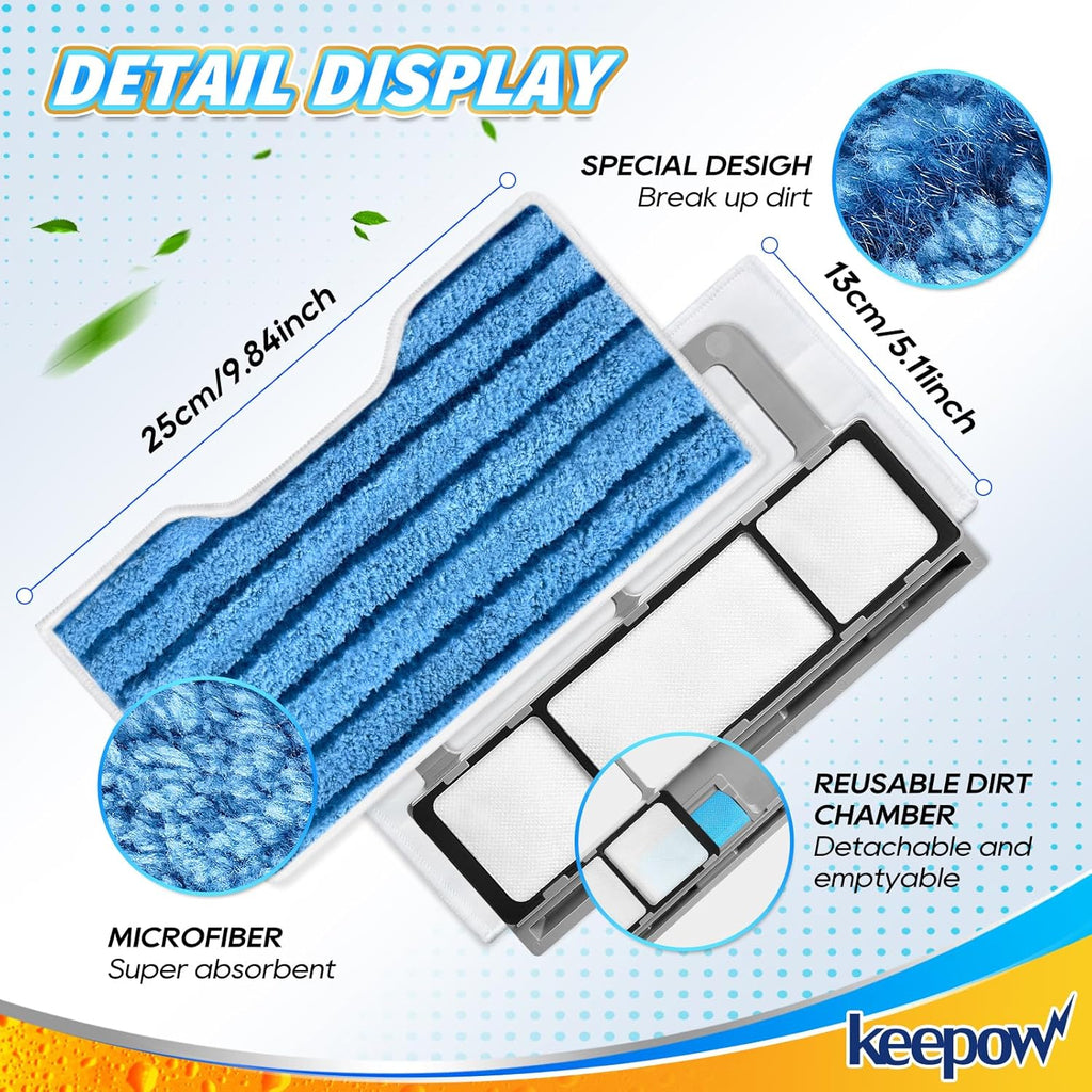 KEEPOW Reusable Mop Pads Refills, Replacement Pads Compatible with Shark Vac Mop VM252 VM200 VC205