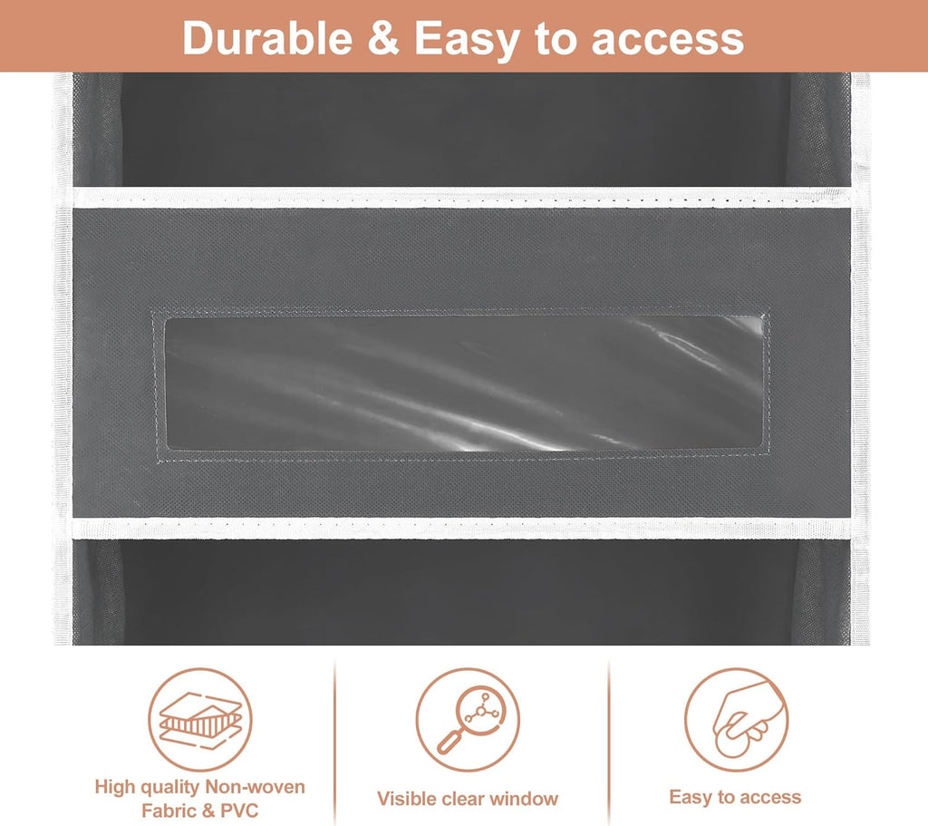 3 Packs 5-Tier Over the Door Storage Organizer with 10 Side Mesh Pockets, 48 lbs Load Capacity, 3